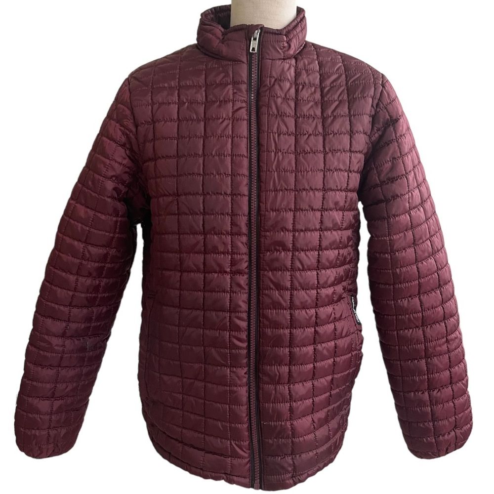 Members Only vtg burgundy quilted puffer jacket coatโ Big Girls 14-16